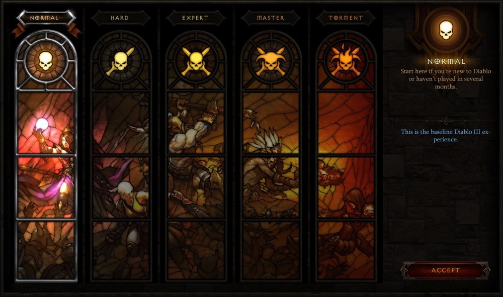 Diablo III: Reaper of Souls - Difficulty Menu